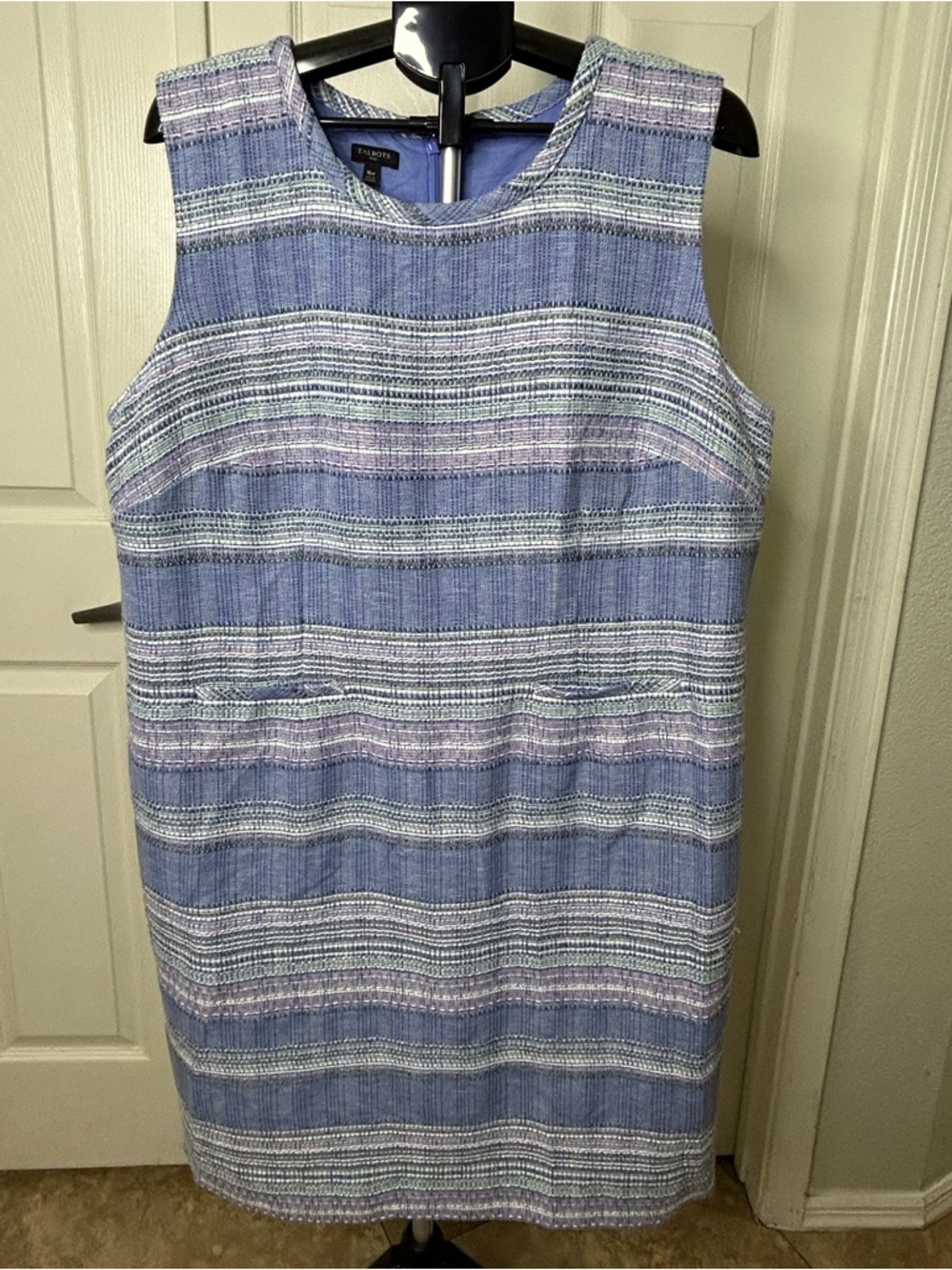 Talbots Plus Periwinkle Pink Green Tweed Shell Dress